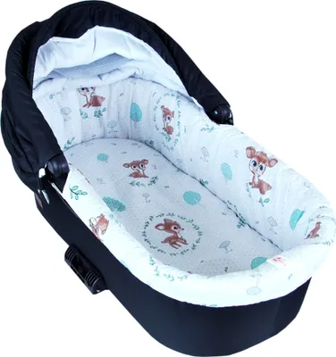 Produktbild von BABYLUX Nestchen für Kinderwagen BABYWANNE Matratze 2Tlg Set W14 - Grau + Wald Reh
