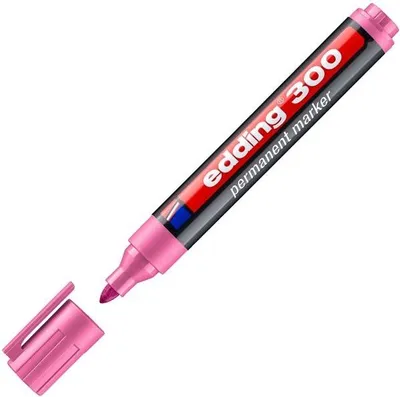 Obrázek produktu pro Edding 300, Růžová, Kuličkový hrot, Plast, 1,5 mm, 3 mm, Karton, Sklo, Kůže, Kov, Plast, Dřevo
