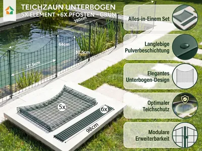 Produktbild von Teichzaun Unterbogen - ca. 390 x 52,5 cm - Grün