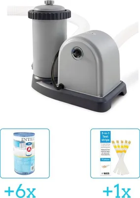 Produktbild von Filterpumpe mit 5,678 Liter pro Stunde, inkl. Filterkartusche, Typ A, 6 Stück & Teststreifen