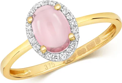 Produktbild von Edler 9 Karat (375) Gold Cluster Diamant Damenring Brillant-Schliff 0.09 Karat HI - I1 mit Rosenquarz, 54 (17.2); TRS2228RSN