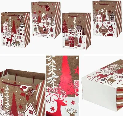 Produktbild von Weihnachtliche Geschenktüte, 23X18X10CM - Varianten- oder Farbmix