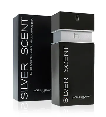 A product shot of a perfume bottle and its box, presented on a white background.