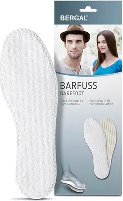 Produktbild von Bergal Barfußsohlen 100% Baumwolle Einlegesohlen Frischesohlen Einlage Gr. 47