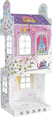 Zdjęcie produktu dla Domek 3D z kartonu kamienica 32 cm Monumi ul. Różana do kolorowania 3+
