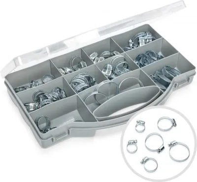 Produktbild von 60-teiliges Schlauchschellen Sortiment - 10 bis 38 mm Spannbreite