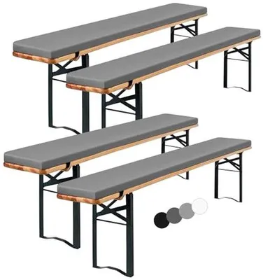 Produktbild von Polster für Biertisch 220x25x2 cm, wasbar, wasserabweisend, 4er Set, grau