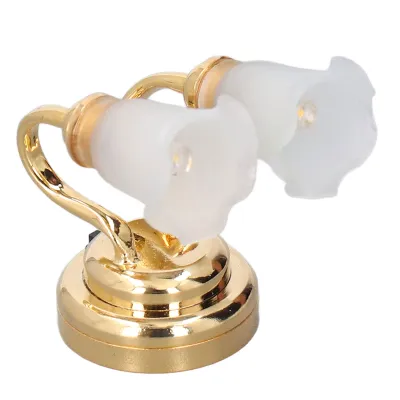 Zdjęcie produktu dla Lampa stołowa do domku dla lalek w kształcie tulipana, zasilana bateryjnie, solidna miniaturowa lampa do domku dla lalek wykonana z metalu i tworzywa sztucznego, w skali 1:12.