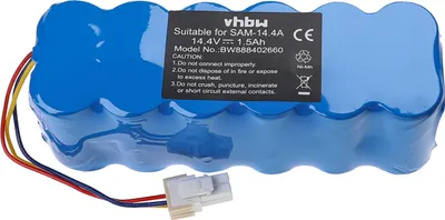Produktbild von vhbw Akku kompatibel mit Samsung Navibot SR8847, SR8848, SR8849, SR8843, SR8844, SR8845, SR8846, SR8850, SR8855 Saugroboter (1500 mAh, 14,4 V, NiMH)