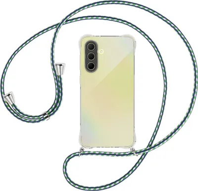 Produktbild von Handykette Backcover-Schutzhülle mit Band (Metall silberfarben) für Samsung A36 5G - grün/blau/weiß
