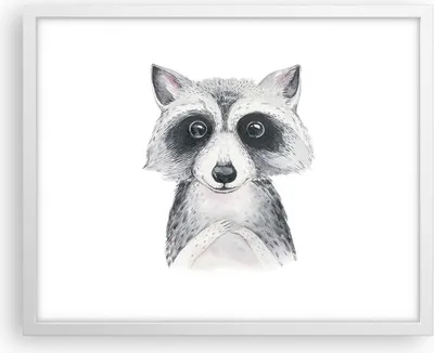 Produktbild von Gerahmtes Poster - Weißer Rahmen - Waschbär Bild Kinder - 50x40 cm - Wand Bild - Wanddeko - Wandbilder - Kunstposter - Wandposter - Bilderrahmen - Bilder - Kunstdruck - P2WAA50x40-4607