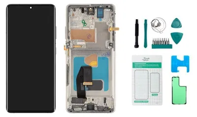 Produktbild von Samsung Galaxy S21 Ultra 5G Display (mit Rahmen) Phantom Silver (silber) - Set