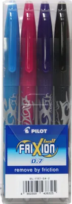 Image de Pilot FriXion Stylo à bille Noir, Bleu, Rouge, Violet Medium 4 pcs