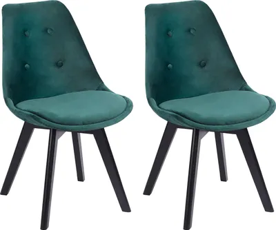 Image de Lot de 2 chaises en velours NORA vertes avec coussin