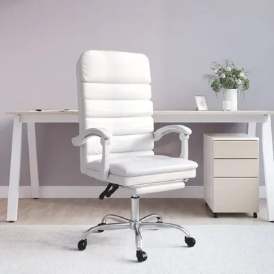Produktbild von The Living Store Bürostuhl mit Massagefunktion Weiß Kunstleder