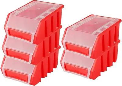 Produktbild von SuperSparSet 5x Sichtlagerbox 2 mit Deckel | HxBxT 7,5x11,6x16,1cm | Polypropylen | Rot