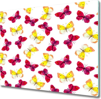 Produktbild von Glas Herdabdeckplatte 60x52 cm Spritzschutz Glasabdeckplatte Schneidebrett Schmetterling Blume