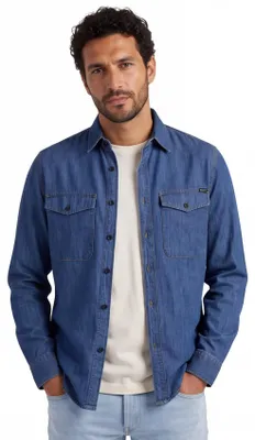 Produktbild von Replay blaues Overshirt Denim mit Brusttaschen