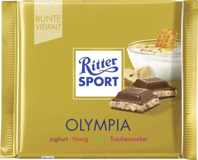 Produktbild von Ritter Sport Olympia gefüllte Schokolade mit Dextrose Honig Creme 100g