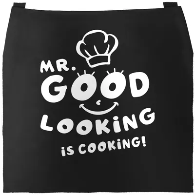 Produktbild von Kochschürze Grill-Schürze für Männer Spruch Mr. Good looking is cooking Küchenschürze Baumwolle Moonworks® schwarz unisize