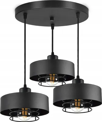 Produktbild von LUXOLAR - Pendelleuchte 3 flammig Schwarz E27 60 W - Hängelampe für Wohnzimmer, Küchen - Hängelampe Loft Design