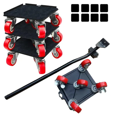 Möbelroller-Set, 5 Räder, 360° drehbar, Tragfähigkeit 600 kg, rutschfest