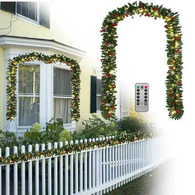 Immagine prodotto di TolleTour ghirlanda natalizia ghirlanda di abete decorazione natalizia interna ed esterna ghirlanda artificiale 5m 100 LED con decorativo + telecomando