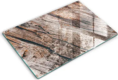 Produktbild von Glasschneideplatte - Herdabdeckplatte - 80x52 cm -Schneidebrett - Spritzschutz -Holzstruktur
