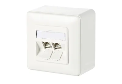 Produktbild von BTR Anschlussdose ISO/IEC Cat.6A Modul 2 Port 180°M AP reinw (130B11D20002-E)