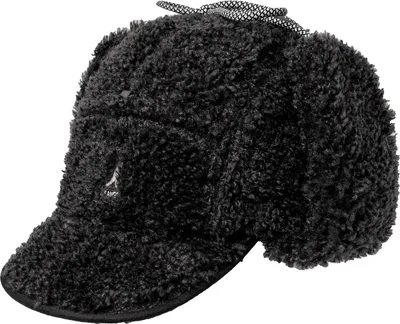 Kangol Pilotenmütze in Teddyfell-Optik in schwarz