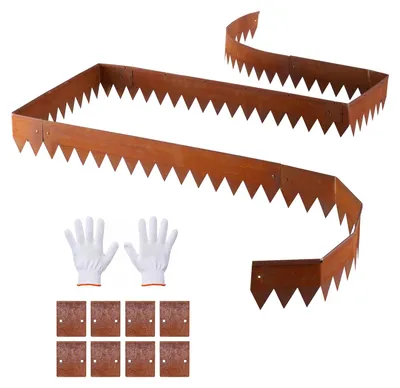 Produktbild von VEVOR Rasenkante, 6er-Pack, 1016x152 mm, Cortenstahl Beeteinfassung mit 8 Verbindungsplatten, Biegsame Beetbegrenzung, Rasenbleche, Mähkante Metall Gartenpalisade für Blumenbeete, Gartenwege