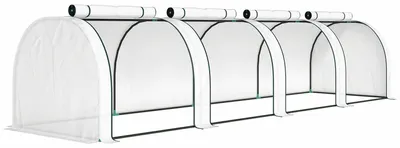 Image de Serre en film avec portes enroulables - Serre pour tomates | Couleur : Blanc | Dimensions : 100 x 395 x 80 cm