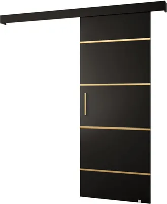 Produktbild von MEBLE KRYSPOL Salwador 4 Schiebetür, 90x204 cm, Schwarz , Schwarz , Gold