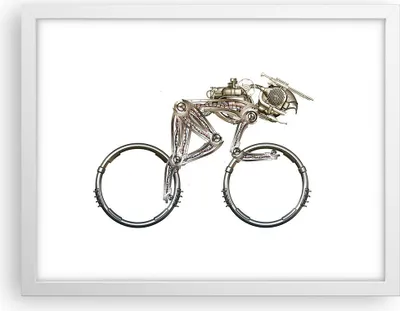 Produktbild von Gerahmtes Poster - Weißer Rahmen - Fahrrad Roboter Modern - 40x30 cm - Wand Bild - Wanddeko - Wandbilder - Kunstposter - Wandposter - Bilderrahmen - Bilder - Kunstdruck - Wandbild - P2WAA40x30-4194