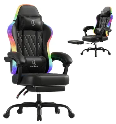 Obrázok produktu pre Herná stolička, RGB LED osvetlenie, ergonomický dizajn, ČIERNA