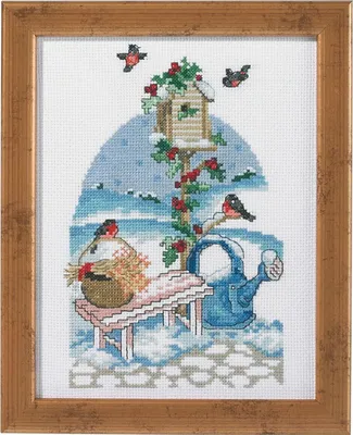 Produktbild von Permin Kreuzstich Stickpackung "Vogelhaus", Zählmuster, 18x23cm, 92-5308