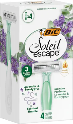Obrázek produktu pro Jednorázové holicí strojky BIC Soleil Escape s vůní levandule a eukalyptu, 3 čepelky, balení po 4 kusech