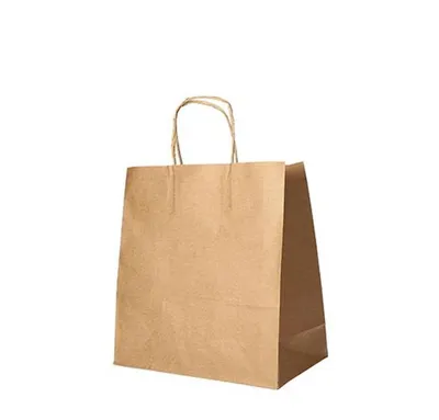Produktbild von 300 Papiertüten 25 x 26 x 17 cm braun mit gedrehtem Tragegriff Kraftpapier