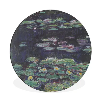 Produktbild von MuchoWow® Aluminium Wandkreis Weiße und gelbe Seerosen - Gemälde von Claude Monet Ø 60 cm Wanddeko Modern Wohnzimmer - Wand Kreis - Wandbild - Schlafzimmer - Aluminium Bild - Kinderzimmer - Wohnzimmer Dekoration - Wandschmuck