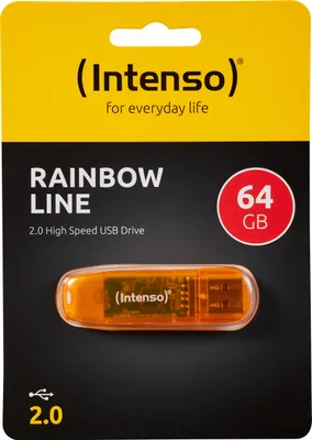 Obrázek produktu pro Intenso 3502490 Rainbow LINE 64 GB USB 2.0 Stick - oranžový