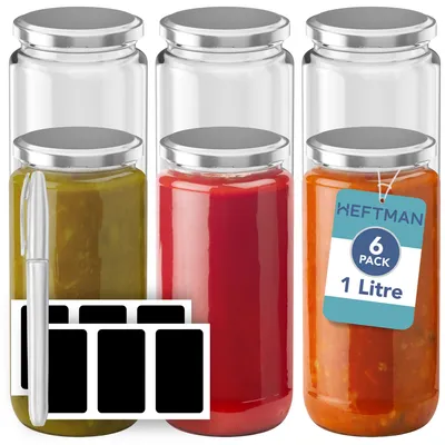 6er-Set Glasvorratsgläser 1L mit Deckel, luftdicht