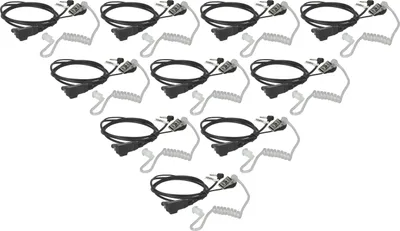 Produktbild von vhbw 10x Headset kompatibel mit Motorola T8500, T8000, T8550, T7400R, T7400AA, T7450R, T7450, T9500, T9000, T7400 Funkgerät - schwarz, Akustikschlauch