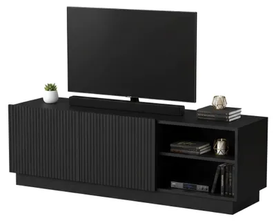 Produktbild von Dmora TV-Ständer 150x40x48h cm Schwarz, 3 Regale, 6 Fächer
