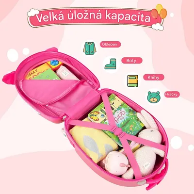 Obrázek produktu pro Dětský příruční kufr s blikajícími LED kolečky BN100, růžovo/bílý