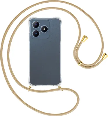 Produktbild von Handykette Backcover-Schutzhülle mit Band (Metall goldfarben) für Realme C63 4G - caramel