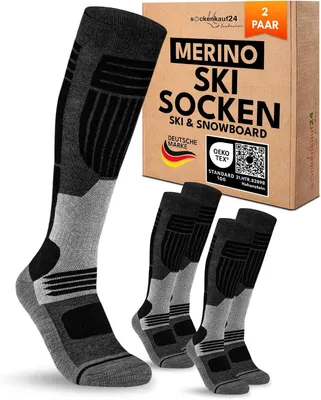 Productafbeelding van Skisokken heren - 2 paar - merino - thermisch en gevoerd - voor skiën en snowboarden
