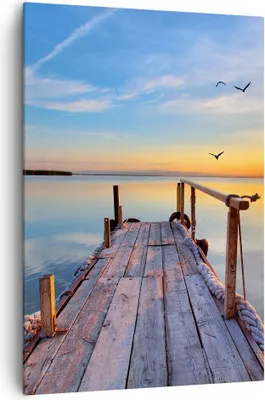 Produktbild von Bild auf Leinwand - Leinwandbild - Einteilig - See Natur Brücke Vögel - 70x100cm - Wand Bild - Wanddeko - Wandbilder - Leinwanddruck - Wanddekoration - Leinwand bilder - Wandbild - PA70x100-2402