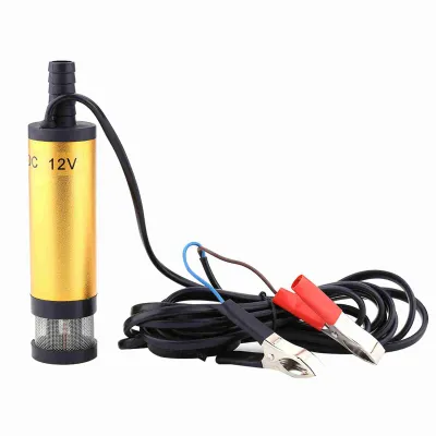 Immagine prodotto di Pompa sommergibile in acciaio inox per acqua, gasolio, olio, paraffina, strumento di rifornimento (DC 12 V, oro)