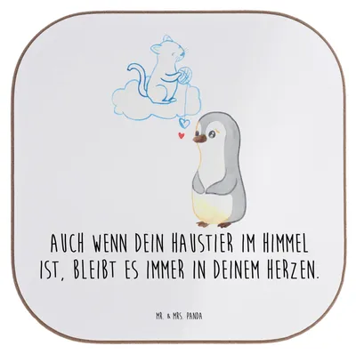 Produktbild von Mr. & Mrs. Panda Getränkeuntersetzer Trauerbewältigung Haustierverlust - Weiß - Geschenk, Tassenuntersetzer, Hoffnung, Motivation, Trost, Trösten, Tassen Untersetzer