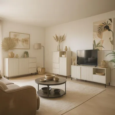 Produktbild von Wohnzimmer Möbel Set in Kaschmir modern mit Sideboard, Highboard & Lowboard, 3-teilig - AMELIA-129